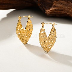 Boucles d'oreilles créoles texturées en acier inoxydable 304 pour femmes, or, 30x28mm