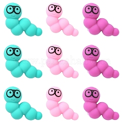6pcs 3 Farben Silikonperlen, DIY Halsketten und Armbänder herstellen, Raupe, Mischfarbe, 22.5x29x14 mm, Bohrung: 3 mm, 2 Stk. je Farbe