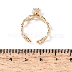Anillos abiertos de acero inoxidable 304 con micropavé de circonita cúbica para mujer&nbsp;RJEW-K258-15B-G