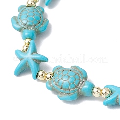 Bracelets extensibles en perles de turquoise synthétique pour hommes et femmes&nbsp;BJEW-JB11762-02