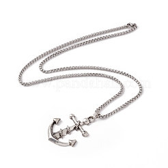 Collana pendente ancora in lega di zinco con catene in acciaio inossidabile 304&nbsp;NJEW-C007-12AS