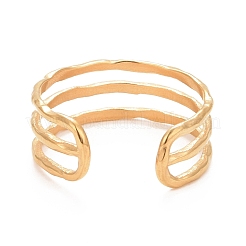 Ионное покрытие (ip) 304 нержавеющая сталь тройная линия открытое кольцо-манжета для женщин&nbsp;X-RJEW-C025-12G