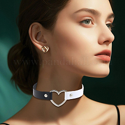 Регулируемые готические двухцветные ожерелья-чокеры из искусственной кожи в форме сердца для женщин NJEW-WH20816-007P-F