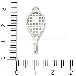 304ステンレススチールマイクロパヴェキュービックジルコニアペンダント  ラケット  ステンレス鋼色  28x11x2mm  穴：1.8mm&nbsp;STAS-C147-02C-P