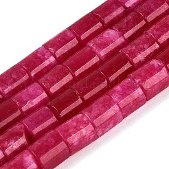 染め加工天然石ホワイトジェイドビーズ連売り  コラム  サクランボ色  8x8~10mm  穴：0.9~1.2mm  約42~44個/連  14.37~15.35インチ（36.5~39cm）&nbsp;G-Q606-77A-05