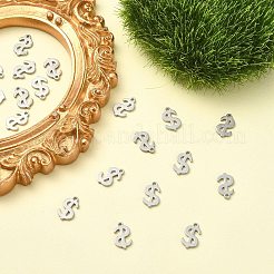 304ステンレススチールチャーム  ドル記号  ステンレス鋼色  10.5x6x1mm  穴：1mm&nbsp;STAS-CJC0008-23P