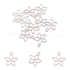 304ステンレススチールチャーム  花  ステンレス鋼色  13x11x1mm  穴：1.5mm  20個/箱&nbsp;STAS-UN0003-86