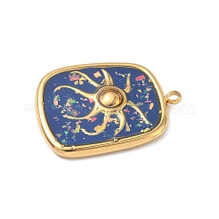 Pendentifs en résine époxy en acier inoxydable 304 avec coquillage naturel et paillettes à l'intérieur&nbsp;STAS-L026-17G-O04