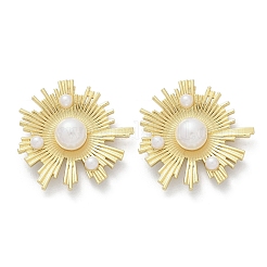 Серьги-гвоздики из латуни из АБС-пластика с искусственным жемчугом EJEW-M082-06G