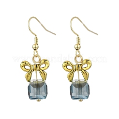 3 пара двухцветных сережек-подвесок из сплава и стекла EJEW-JE06361