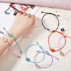 8 set di bracciali a maglie floreali in lega smaltata di 8 colori&nbsp;BJEW-FI0001-64
