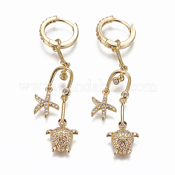 Серьги-кольца из латунного микро-паве с фианитами&nbsp;EJEW-F224-04