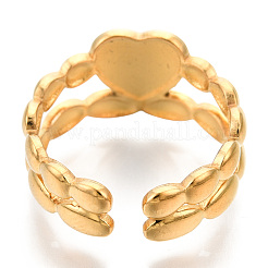Anillos de puño de corazón de acero inoxidable 304 con revestimiento iónico (IP)&nbsp;RJEW-N038-117LG