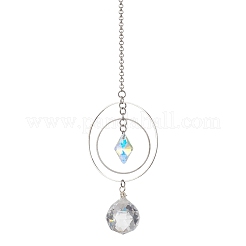 Круглые подвесные ловцы солнца из стекла и латуни&nbsp;HJEW-JM04632