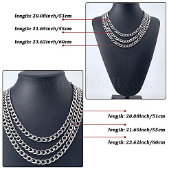 Collier chaîne cubaine en acier inoxydable 304 (1 pièce) pour homme et femme&nbsp;NJEW-SP0001-23D