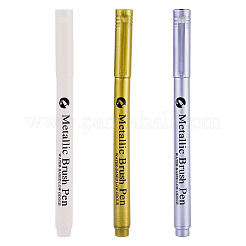 6 bolígrafo de pincel metálico de plástico de 3 colores&nbsp;AJEW-TA0003-65