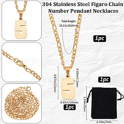 1 шт. 304 нержавеющая сталь Фигаро цепочка ожерелье с подвеской в виде цифры&nbsp;NJEW-BBC0001-28E-G