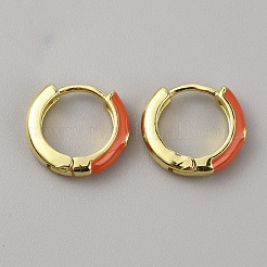 Серьги-кольца с эмалью и прозрачными фианитами&nbsp;EJEW-WH0004-39B