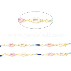 Латунные цепи с эмалевыми звеньями ручной работы CHC-M024-26G-03