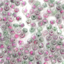ガラスシードビーズ  色の内側  双円錐形  濃いピンク  4.5x3.5mm  穴：1.4mm  約5625個/ポンド&nbsp;SEED-A032-01C