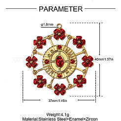 304 Edelstahl-Emaille-Anhänger&nbsp;STAS-OY014-38G