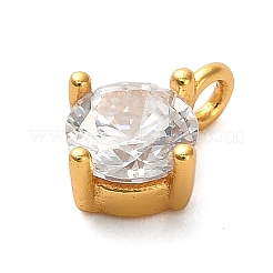 925 breloque ronde plate en argent sterling avec zircone cubique transparente&nbsp;STER-U009-07G-02
