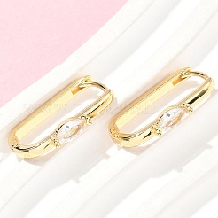 Прямоугольные серьги-кольца из латуни с микропаве из прозрачных кубических цирконий EJEW-Z102-23G