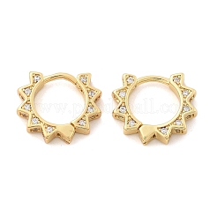 Серьги-кольца в форме солнца из прозрачного кубического циркония EJEW-P199-07G