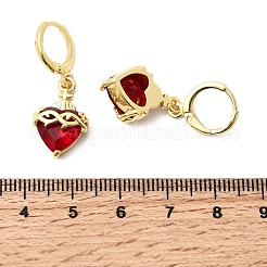 Boucles d'oreilles créoles en laiton et verre en forme de cœur&nbsp;EJEW-P333-09D-G