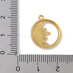 304ステンレスペンダント  太陽のチャーム入りフラットラウンド  ゴールドカラー  18.5x16x3mm  穴：1.2mm&nbsp;STAS-P408-09G