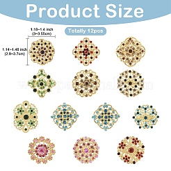 12шт изысканная брошь со стразами&nbsp;JEWB-YW0001-03