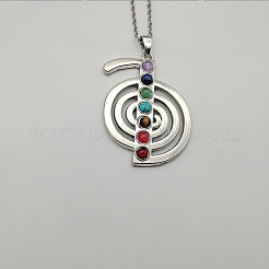 7 Chakra-Thema-Halskette mit natürlichem und synthetischem gemischtem Genstein-Wirbel-Anhänger&nbsp;QI2897
