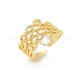 Латунные микро проложить манжеты кольца кубического циркония&nbsp;LS-RJEW-D307-03G