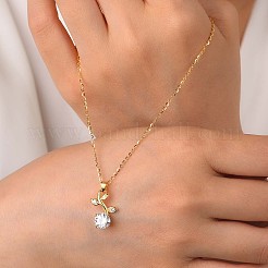 Элегантное серебряное ожерелье с позолоченным листом виноградной лозы и цирконием для женщин EQ4890