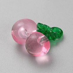 透明樹脂とアクリルの3Dフルーツペンダント  さくらんぼのチャーム  フラミンゴ  21x19.5x10.5mm  穴：2mm&nbsp;FIND-YWC0010-01B-02
