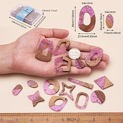 30шт 15 стильные подвески из прозрачной смолы и орехового дерева&nbsp;RESI-FW0001-03