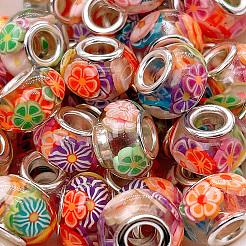 100шт смола с полимерной глиной внутри европейские бусины RESI-PA0001-14A