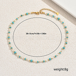 Простые ожерелья из синтетической бирюзы и натуральных ракушек в форме ронделей для женщин BW4338