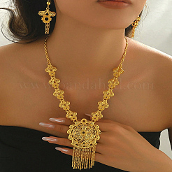 Элегантный модный цветочный латунный кулон ожерелье и серьги комплект для женщин JG6423