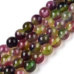 Окрашенные природные белый нефрит бисер пряди G-T138-8mm-210-26