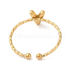 304ステンレススチールオープンカフリング  女性のためのジュエリー  18KGP本金メッキ  V字  内径：19mm  文字：1mm&nbsp;RJEW-K261-02G-V