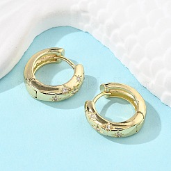 Серьги-кольца со звездами из прозрачного кубического циркония X-EJEW-C022-01G