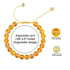 3шт круглые браслеты из плетеных бусин из синтетического лунного камня BJEW-SW00061-03