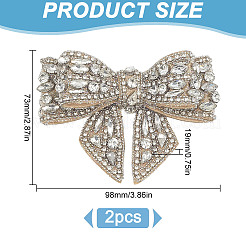 2 шт. съемные украшения для обуви с бантом и стразами FIND-GO0002-06A