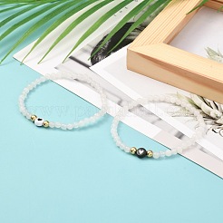 Conjunto de pulsera elástica de cuentas redondas de jade blanco natural&nbsp;BJEW-JB07000