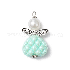 Непрозрачные акриловые бусины с железными штифтами с плоской головкой и круглые бусины из АБС-пластика с имитацией жемчуга и подвески в тибетском стиле PALLOY-JF03810