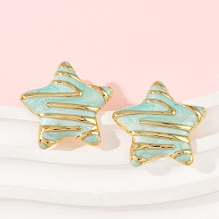 Серьги-гвоздики в форме звезды из нержавеющей стали 304 с эмалью&nbsp;STAS-D368-04G