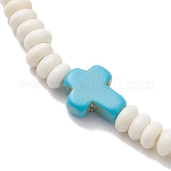 Braccialetti elastici in perline turchesi sintetiche per donna uomo&nbsp;BJEW-JB11293-02