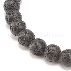 Bracelet extensible en pierre de lave naturelle avec perles de signe de paix en alliage&nbsp;BJEW-JB08309-05