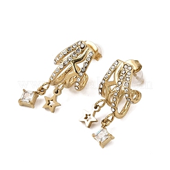 Boucles d'oreilles pendantes en acier inoxydable 304 avec strass&nbsp;SA-CBA2018-06G